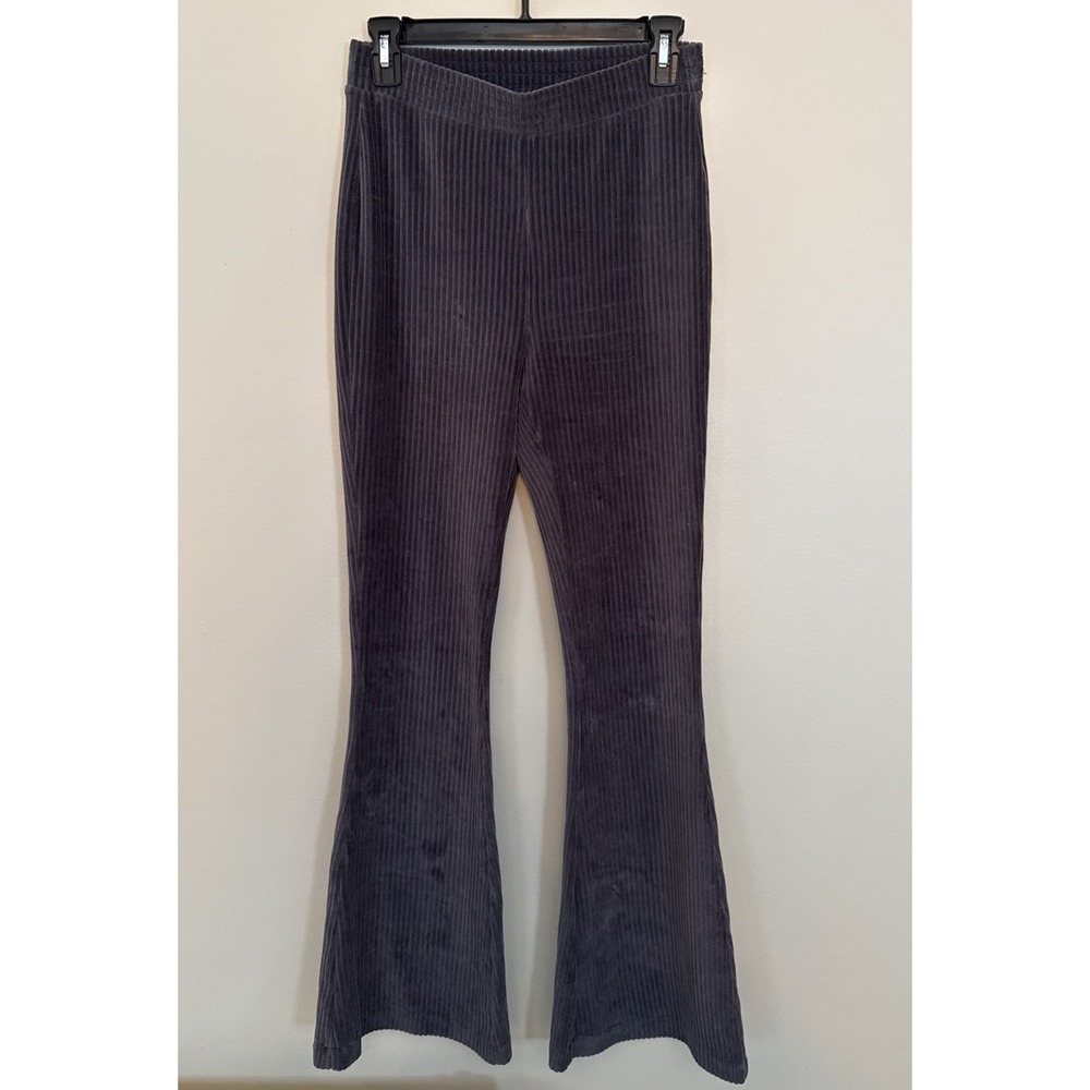 Aerie Gray Ribbed Flare High Rise Pants Boho Lounge‎ Comfy Size S